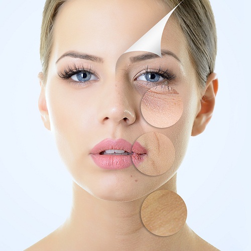 Tự làm mặt nạ bổ sung Collagen từ trái cây anti-aging concept, portrait of beautiful woman with problem and clean skin, aging and youth concept, beauty treatment