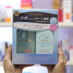 Bội dầu gội & dầu xả Shiseido Tsubaki Premium Cool Nhật Bản (490mlx2)