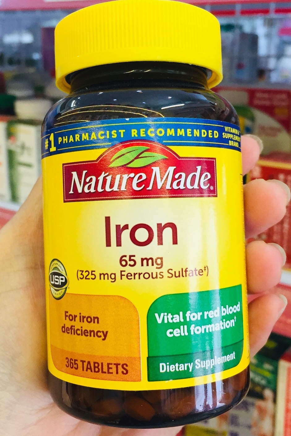 Viên uống bổ sung sắt Nature Made Iron 65 mg Viên uống bổ sung sắt Nature Made Iron 65 mg - Yêu Hàng Ngoại