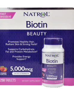 Viên ngậm đẹp da tóc móng Natrol Biotin Beauty 5000mcg