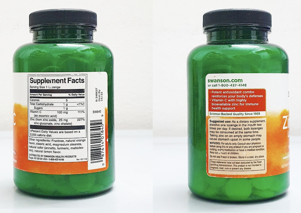 Viên Kẹo ngậm bổ sung kẽm và Vitamin C Swanson Zinc & C Lozenges Viên Kẹo ngậm bổ sung kẽm và Vitamin C Swanson Zinc & C Lozenges - Yêu Hàng Ngoại