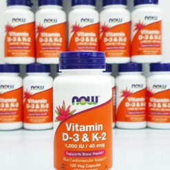 Viên uống bổ sung Vitamin D-3 K-2 (1.000IU/45mcg) Now