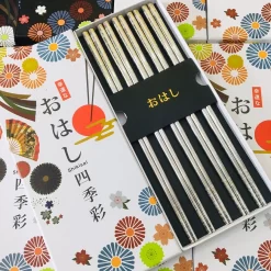 Set 5 đôi đũa inox Shikisai  hoa anh đào Nhật Bản