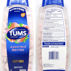 Viên nhai điều trị dạ dày bao tử Tums Ultra Strength 1000 Antacid Assorted Berries