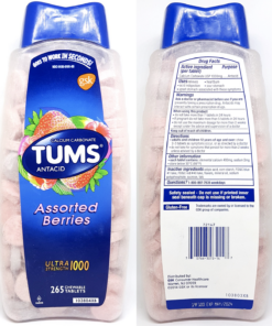 Viên nhai điều hỗ trợ dạ dày bao tử Tums Ultra Strength 1000 Antacid Assorted Berries