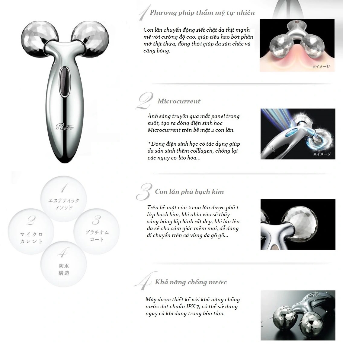 Cây lăn massage mặt và body Refa Carat Nhật Bản Cây lăn massage mặt và body Refa Carat Nhật Bản - Yêu Hàng Ngoại