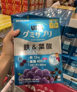 Kẹo dẻo bổ sung sắt Iron & Axit Folic UHA Nhật Bản