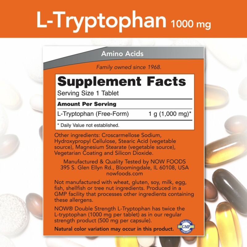 Viên uống cải thiện cảm xúc & giấc ngủ NOW Double Strength L-Tryptophan 1000mg Viên uống cải thiện cảm xúc & giấc ngủ NOW Double Strength L-Tryptophan 1000mg - Yêu Hàng Ngoại