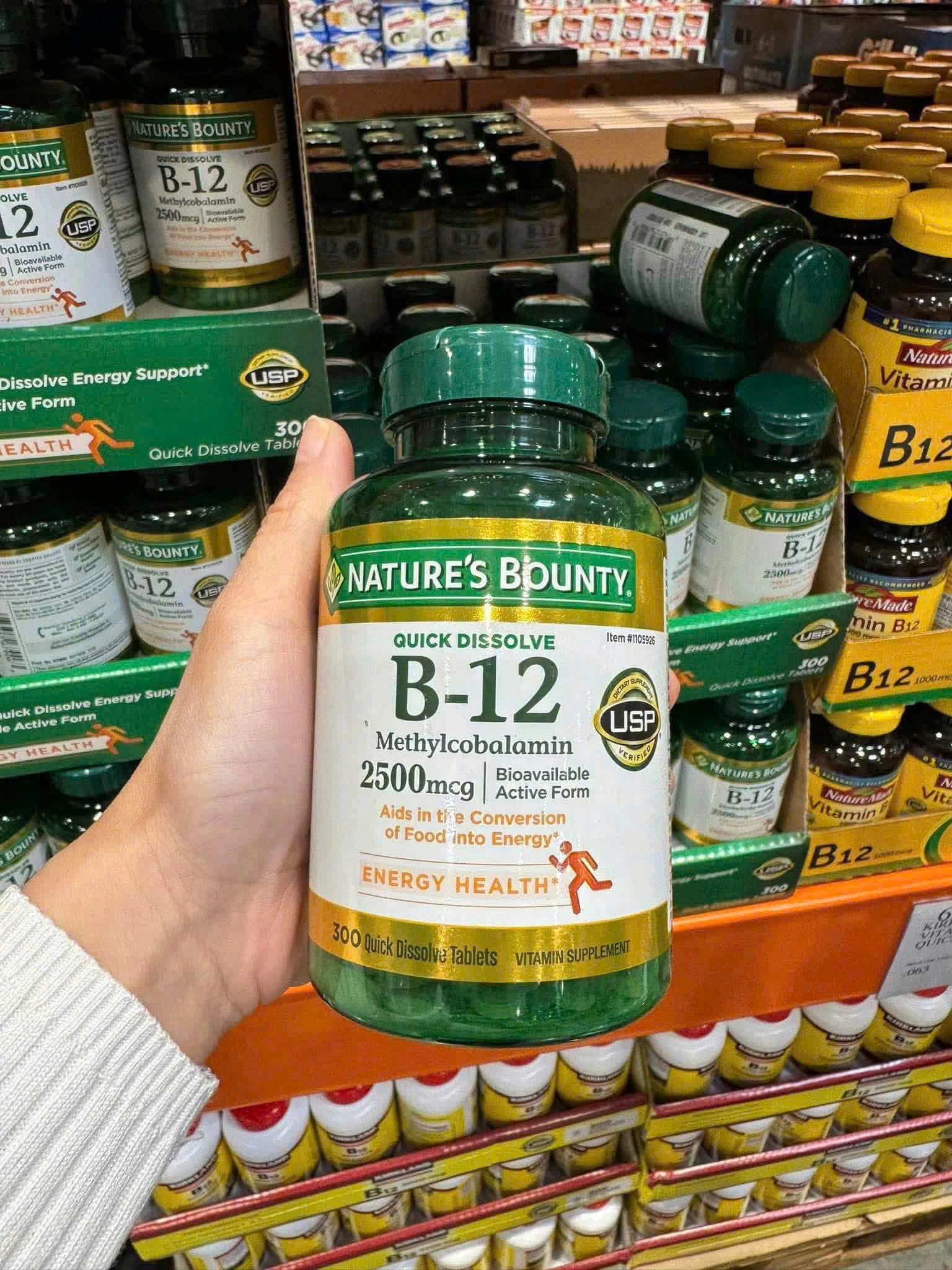 Viên Ngậm Vitamin B12 Nature's Bounty 2500mcg (300v) Viên Ngậm Vitamin B12 Nature's Bounty 2500mcg (300v) - Yêu Hàng Ngoại