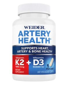 Viên uống bảo vệ tim và xương Weider Artery Health with Vitamin K2 Plus D3