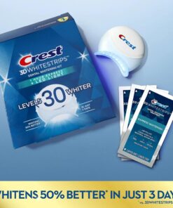 Miếng dán trắng răng Crest 3D Whitestrips 1 Hour Express + LED Light Levels 30 Whiter