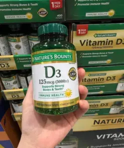 Viên Uống Bổ Sung Vitamin D3 Nature's Bounty 5000IU 125mcg – Hộp 400 Viên (Mỹ)