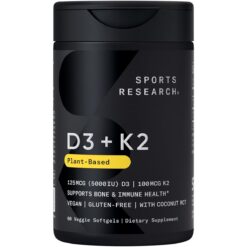Viên uống bổ sung Vitamin D3 + K2 Sports Research thuần chay