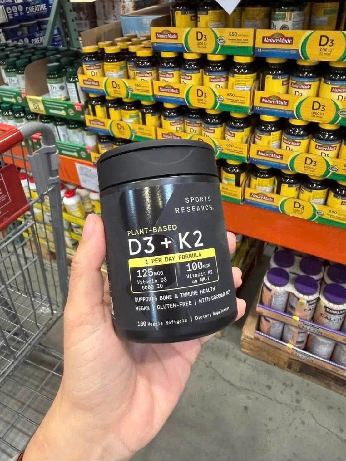 Viên Uống Bổ Sung Vitamin D3 K2 Sports Research Mỹ Viên Uống Bổ Sung Vitamin D3 K2 Sports Research Mỹ - Yêu Hàng Ngoại