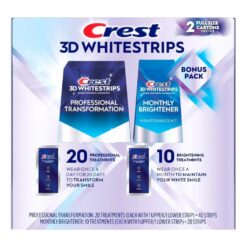 Set miếng dán trắng răng Crest 3D Whitestrips – Professional Transformation + Monthly Brightener