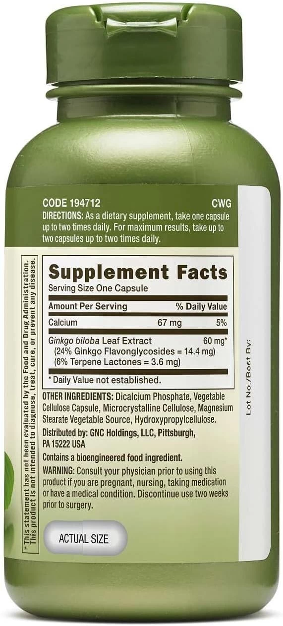 Viên Uống Bổ Não GNC Herbal Plus Ginkgo Biloba 60mg 100 Viên Mỹ Viên Uống Bổ Não GNC Herbal Plus Ginkgo Biloba 60mg 100 Viên Mỹ - Yêu Hàng Ngoại