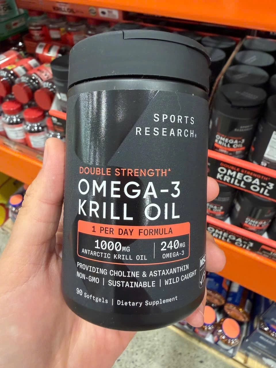 Viên Uống Dầu Nhuyễn Thể Sports Research Double Strength Omega-3 Krill Oil 1000mg Viên Uống Dầu Nhuyễn Thể Sports Research Double Strength Omega-3 Krill Oil 1000mg - Yêu Hàng Ngoại