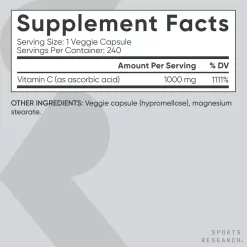 Viên Uống Sports Research Vitamin C High Potency 1000mg Mỹ Viên Uống Sports Research Vitamin C High Potency 1000mg Mỹ - Yêu Hàng Ngoại