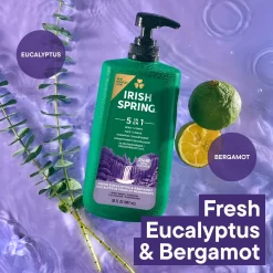 Sữa Tắm Gội Rửa Mặt Nam Irish Spring 5 in 1 Eucalyptus & Bergamot (887ml) Sữa Tắm Gội Rửa Mặt Nam Irish Spring 5 in 1 Eucalyptus & Bergamot (887ml) - Yêu Hàng Ngoại