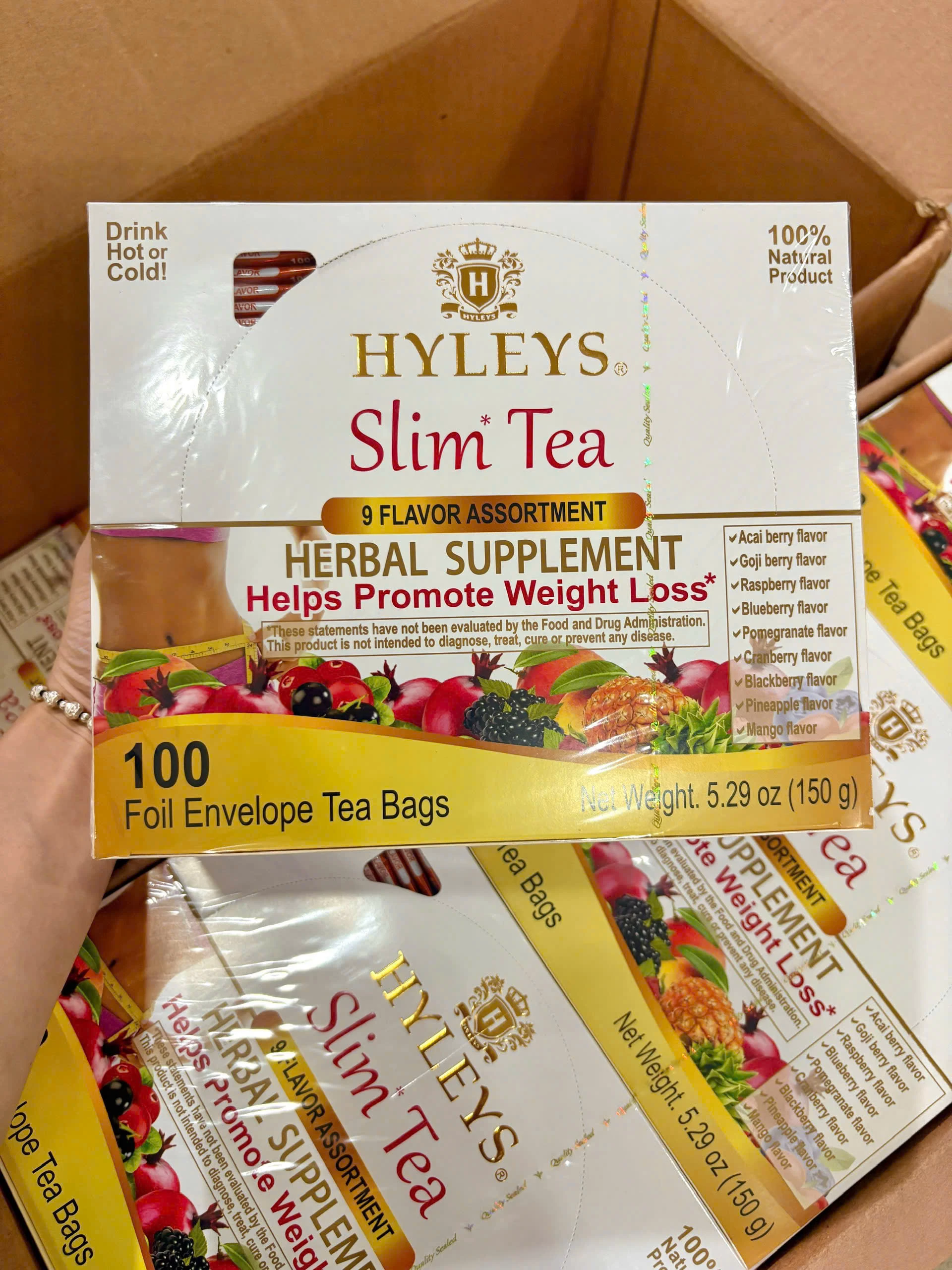 Trà Thảo Mộc Hỗ Trợ Giảm Cân Hyleys Slim Tea 9 Vị Trái Cây (Hộp 100 Gói) Trà Thảo Mộc Hỗ Trợ Giảm Cân Hyleys Slim Tea 9 Vị Trái Cây (Hộp 100 Gói)