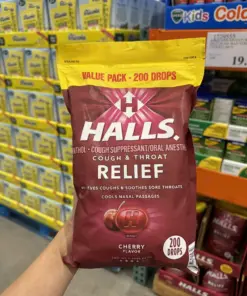 Kẹo Ngậm Giảm Ho Đau Họng Halls Cough & Throat Relief Cherry 5.8mg – Gói 200 Viên (Mỹ) Kẹo Ngậm Giảm Ho Đau Họng Halls Cough & Throat Relief Cherry 5.8mg – Gói 200 Viên (Mỹ) - Yêu Hàng Ngoại