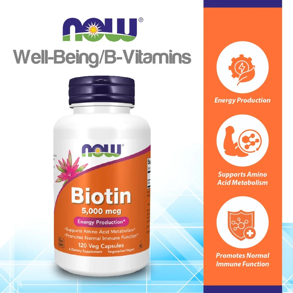 Viên Uống NOW Biotin 5,000 mcg – Hỗ Trợ Năng Lượng & Tóc Móng Viên Uống NOW Biotin 5,000 mcg – Hỗ Trợ Năng Lượng & Tóc Móng - Ảnh 2