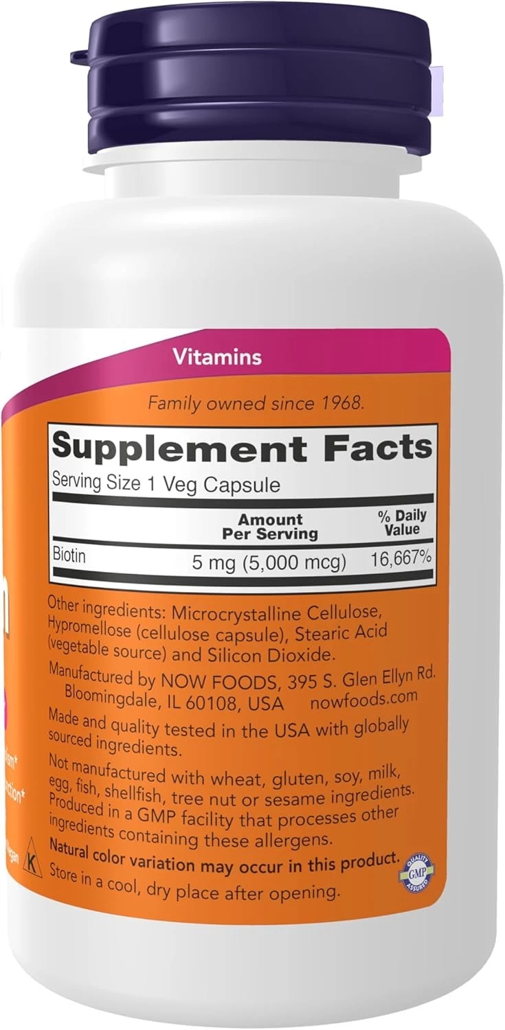 Viên Uống NOW Biotin 5,000 mcg – Hỗ Trợ Năng Lượng & Tóc Móng Viên Uống NOW Biotin 5,000 mcg – Hỗ Trợ Năng Lượng & Tóc Móng - Ảnh 3