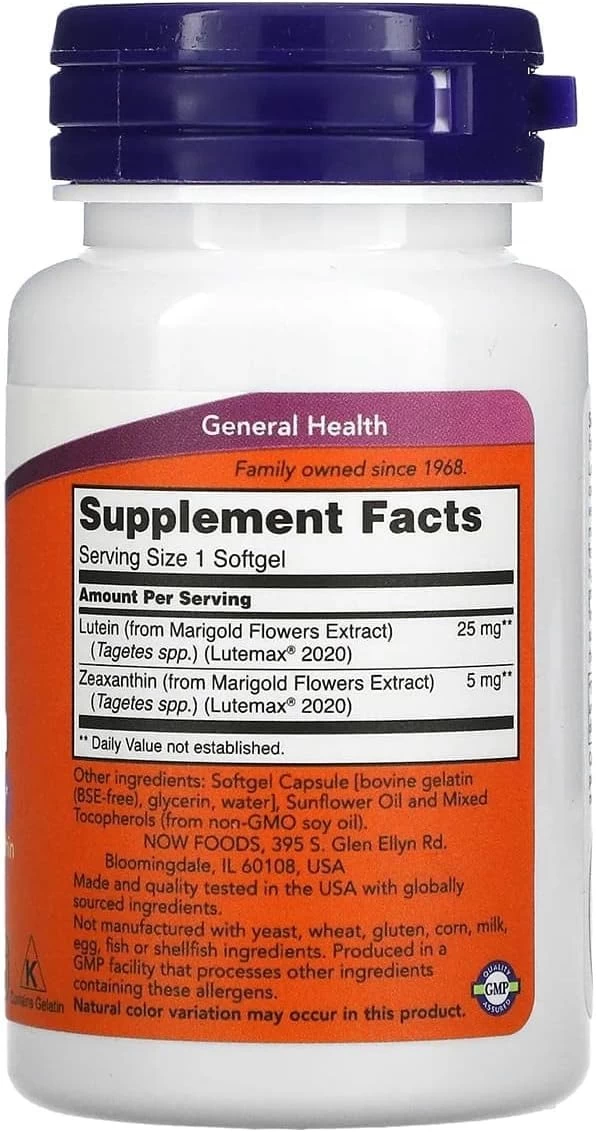 Viên Uống Bổ Mắt NOW Lutein & Zeaxanthin (25mg/5mg) Viên Uống Bổ Mắt NOW Lutein & Zeaxanthin (25mg/5mg) - Ảnh 4