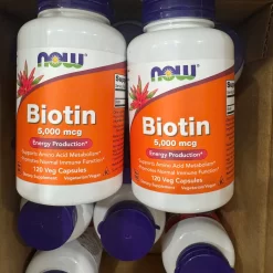 Viên Uống NOW Biotin 5,000 mcg – Hỗ Trợ Năng Lượng & Tóc Móng