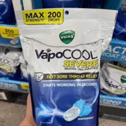 Viên Ngậm Giảm Đau Rát Họng Vicks VapoCOOL SEVERE Winterfrost – Túi 200 Viên (Mỹ)